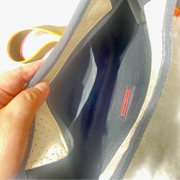 HAUTE SHORE Beige and Gray Crossbody Bag with Multicolor Strap - Picture 5 of 15